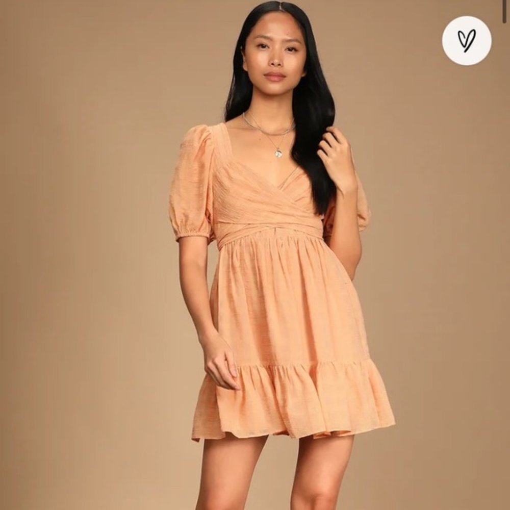 Lulu's Peach Smock Mini Dress - Picture 1 of 13